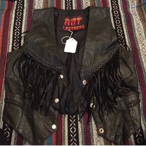 Coachella Genuine Leather Vest With Fringe&Buckles